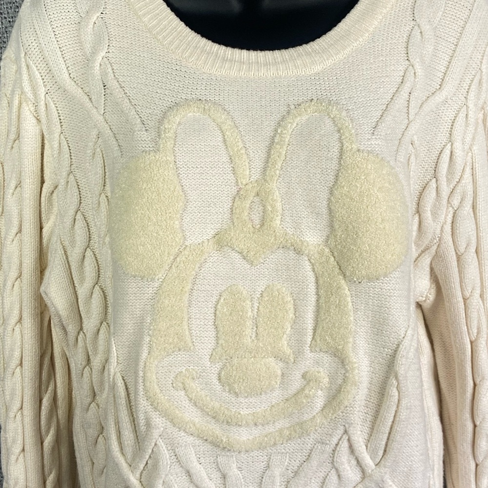 Disney Minnie Mouse 3D Sweater Women’s M Cableknit Girly Aesthetic Cozycore